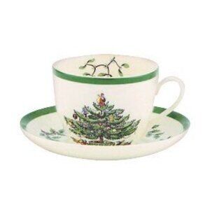 Spode Christmas Tree Flat Cup & Saucer Set